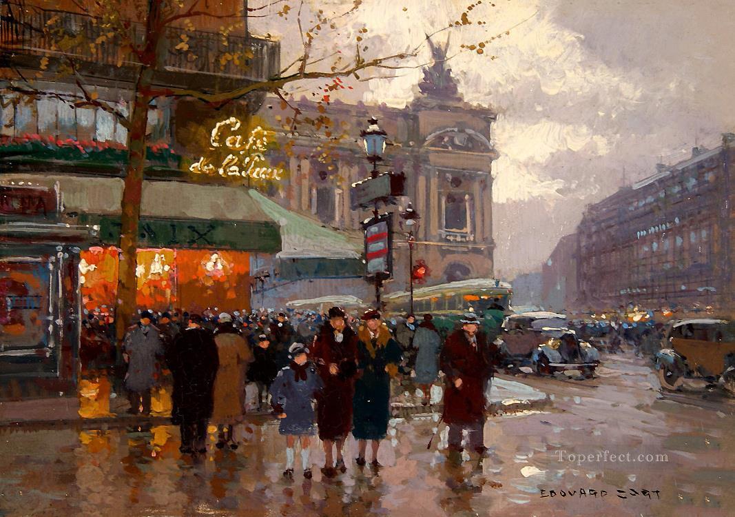 EC opera and the cafe de la paix Parisian Oil Paintings